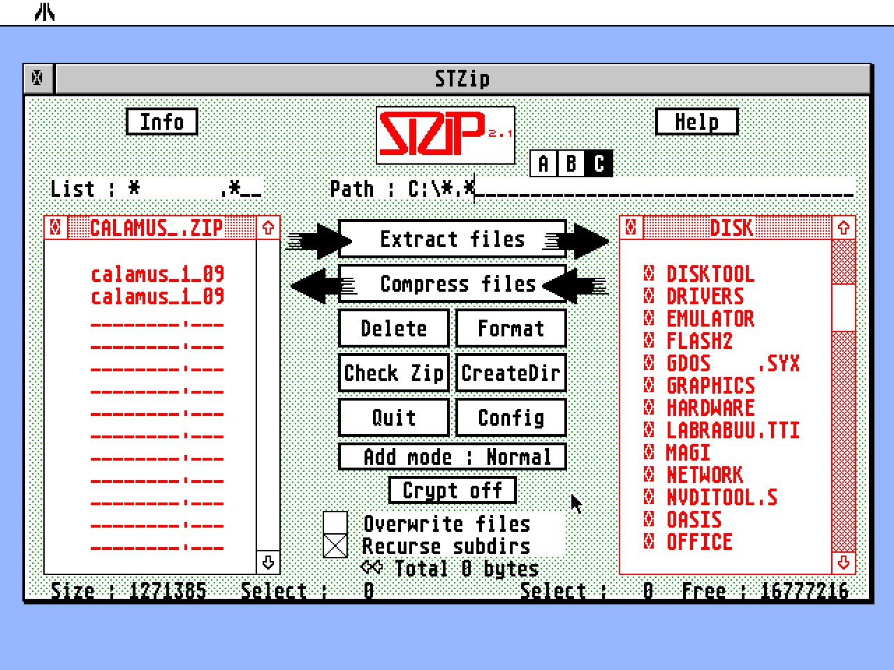 STZIP atari screenshot